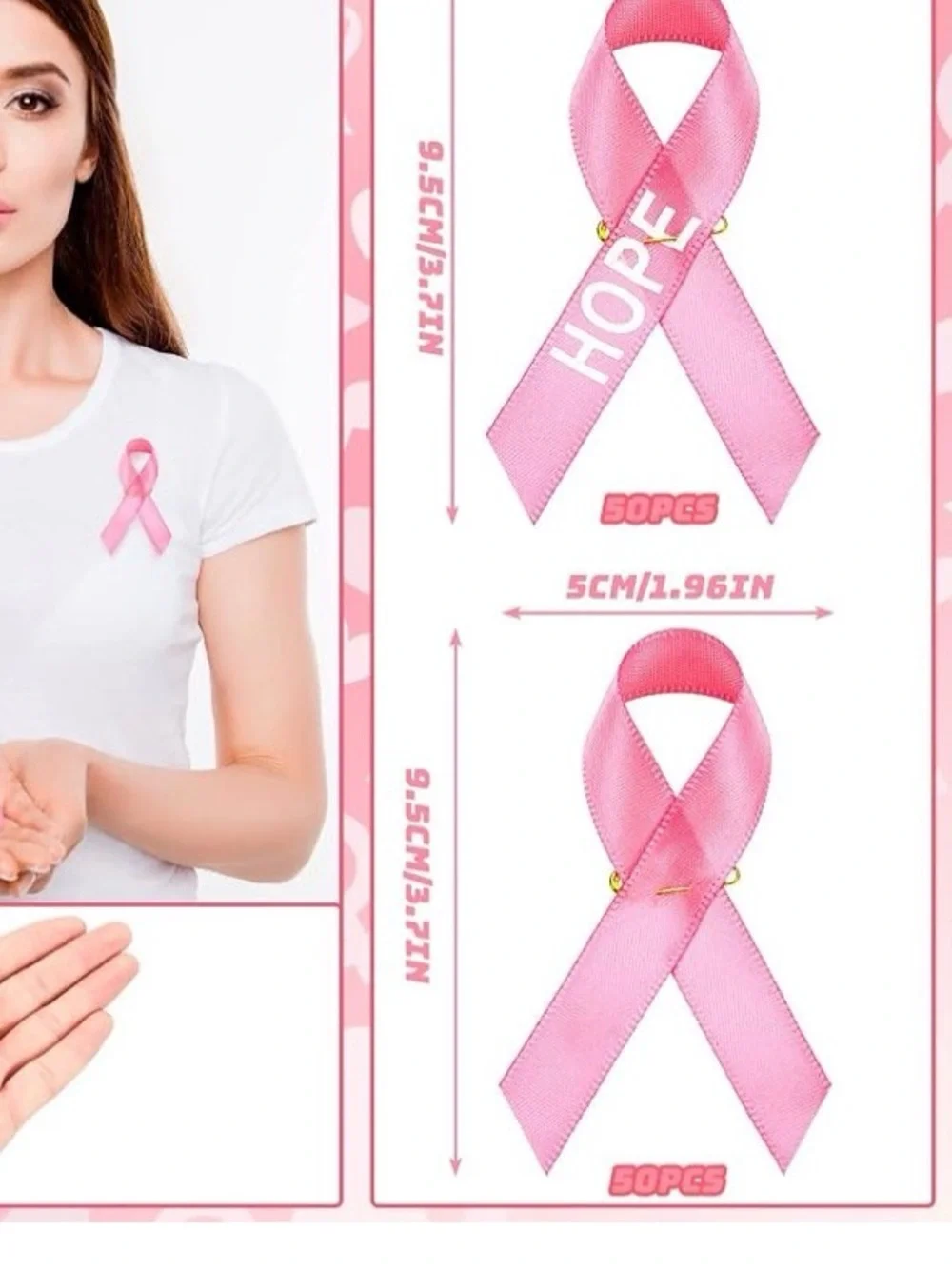 Pink Awareness Ribbon Pins - Hope Courage Strength Faith - Home Party Supplies